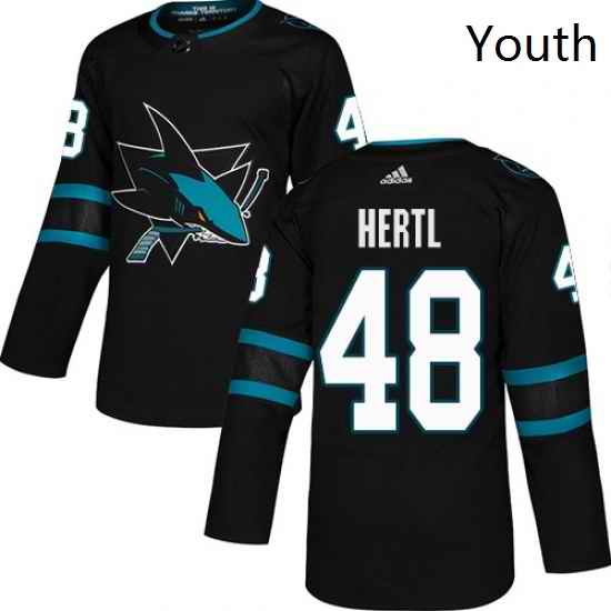 Youth Adidas San Jose Sharks 48 Tomas Hertl Premier Black Alternate NHL Jersey